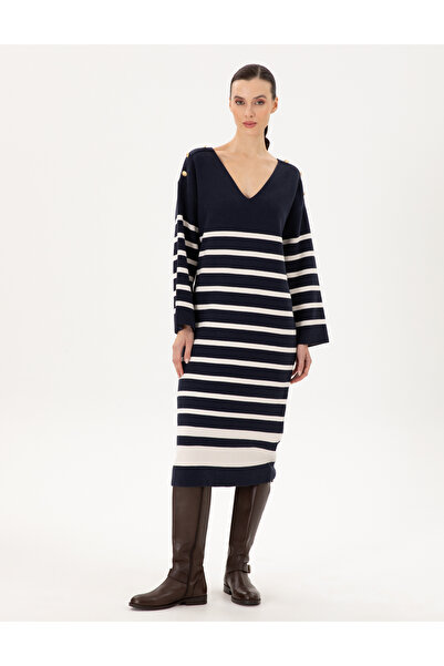 Pierre Cardin Navy Blue Regular Fit Knitwear Dress 50290561 -Vr033