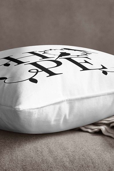 INSENSE HOME Velvet Babyface White Black Hope Written Printing Digital Throw Husa de perna - Cgh414
