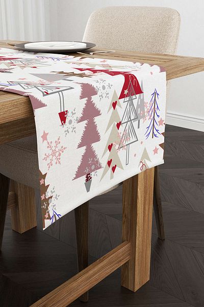 Cango Home Red Gray Christmas Themed Digital Printed Runner Cgh312-rn