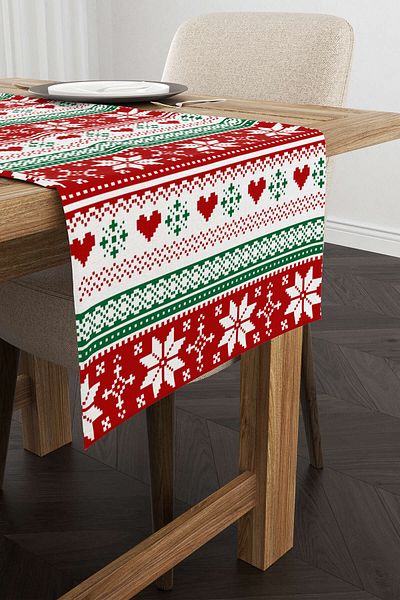 Cango Home Red Green Christmas Themed Digital Printed Runner Cgh224-rn