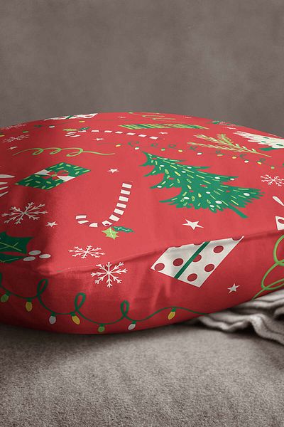 INSENSE HOME Velvet Babyface Red Green Christmas Themed Digital Printed Throw Pillow Pillow Case - Cgh297
