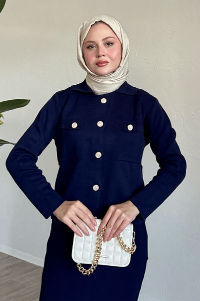 InStyle Navy Blue Suit with Skirt and Jacket