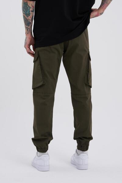 Machinist Σκούρο Χακί Ανδρικό Jogger Jean - Λεπτομέρεια τσέπης Cargo