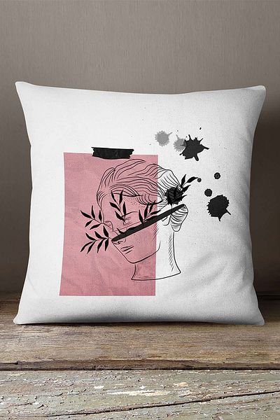 INSENSE HOME Velvet Babyface Alb Negru Modern Sculpture Figure Digital Printed Arunca Husa de Perna Cgh557