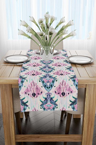 Cango Home Ροζ Μπλε Ethnic Διακοσμητικός Δρομέας - Cgh183-rn