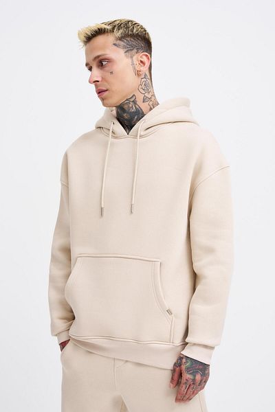 Machinist Ανδρικό φούτερ Basic Hooded Oversize ανοιχτό μπεζ