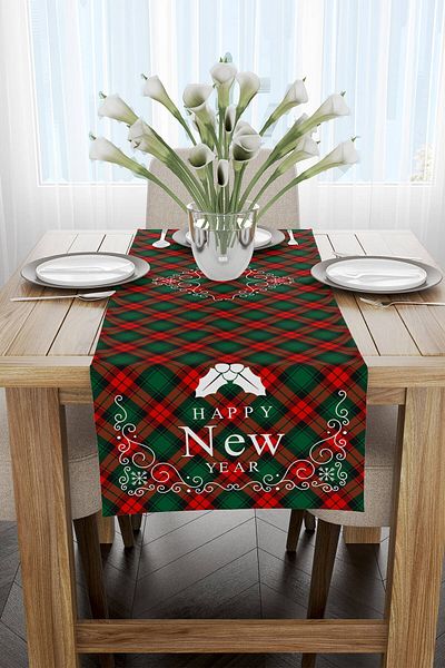 Cango Home Red Green Christmas Themed Plaid Patterned Digital Printed Runner Cgh910-rn