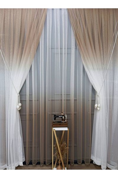 farbateks Mink Colored Color Transitioning Gradient Right/Left Suit Tulle Background Curtain