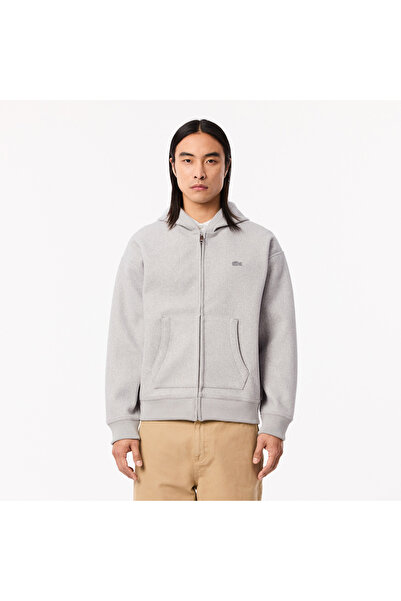 Lacoste Erkek Loose Fit Kapüşonlu Gri Sweatshirt