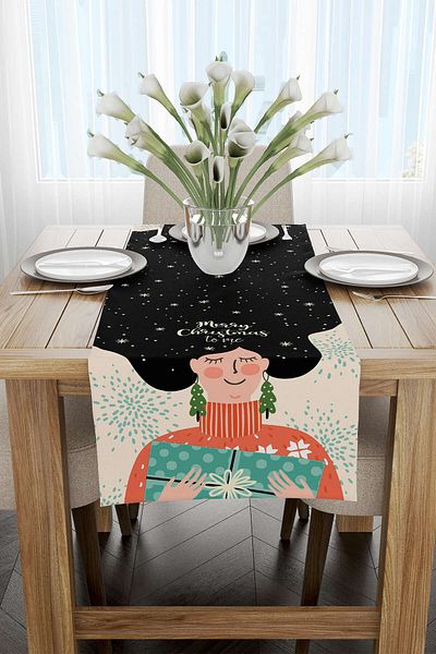 Cango Home Orange Green Christmas Themed Digital Printed Runner Cgh216-rn