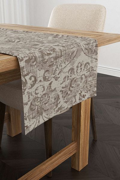 Cango Home Runner decorativ floral etnic gri maro - Cgh128-rn