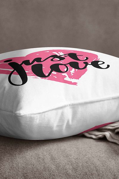 INSENSE HOME Βελούδινο Babyface Λευκό Ροζ Μοντέρνο Just Love Written Ψηφιακή εκτύπωση Μαξιλαροθήκη Ριχτάρι - Cgh436