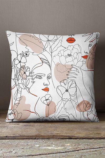 INSENSE HOME Velvet Babyface, alb, negru, modern, siluetă, model, imprimare digitală, pernă, husă de pernă Cgh520