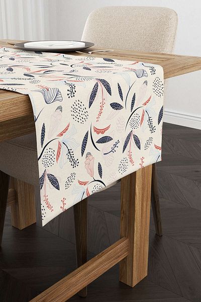 Cango Home Ροζ Navy Blue Διακοσμητικό Λουλούδι με Ψηφιακή Εκτύπωση Runner Cgh616-rn