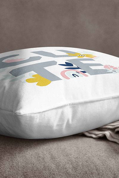 INSENSE HOME Βελούδινο Babyface Λευκό Γκρι Χαριτωμένο Γραπτό Διακοσμητικό Μαξιλαροθήκη Μαξιλαροθήκης Ψηφιακής Εκτύπωσης - Cgh464
