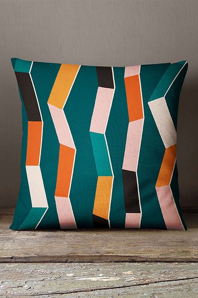 INSENSE HOME Husă de pernă catifea Babyface Albastru Portocaliu Modern Figure Throw - Cgh176