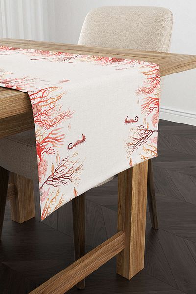Cango Home Κρεμ κόκκινο Marine μοτίβο ψηφιακής εκτύπωσης Runner Cgh1247-rn