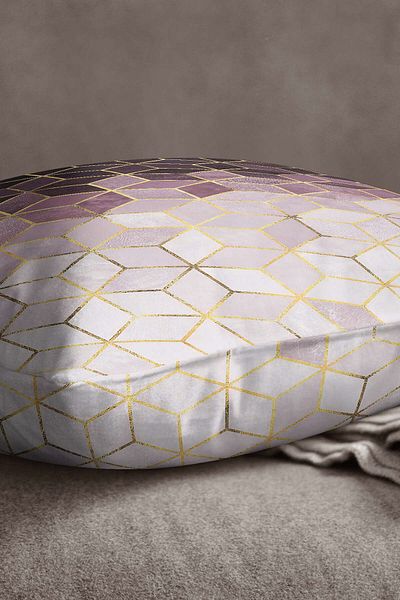 INSENSE HOME Husă de pernă din catifea Babyface violet auriu cu model mozaic imprimat digital Kd-cgh927