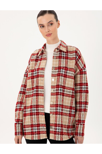 Pierre Cardin Kırmızı Oversize Uzun Kollu Gömlek 50292294-VR030