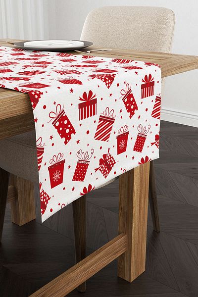 Cango Home Red White Christmas Themed Digital Printed Runner Cgh306-rn