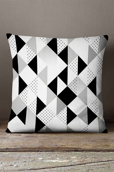 INSENSE HOME Velvet Babyface Alb Negru Modern Geometric Aruncă Față de Pernă - Cgh245