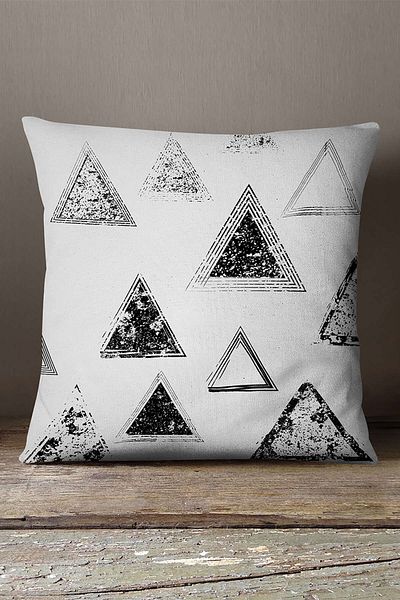 INSENSE HOME Husă de pernă din catifea Babyface, alb-negru, cu modele geometrice - Cgh091