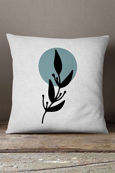 INSENSE HOME Velvet Babyface, albastru, negru, decorativ, abstract, frunze, model, imprimat, husă de pernă Cgh722