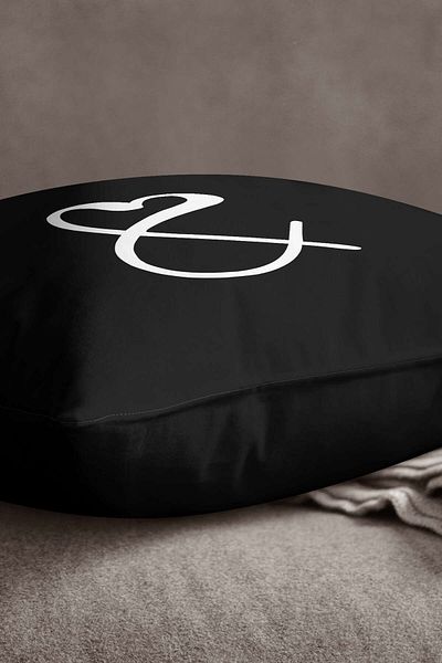 INSENSE HOME Husă de pernă Velvet Babyface Black White & Mark imprimată digital - Negru - Cgh319