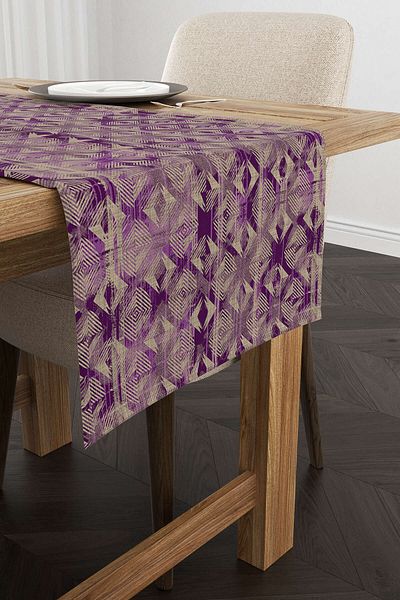 Cango Home Runner de imprimare digitală cu model geometric modern violet maro - Cgh495-rn
