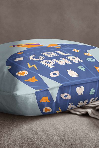 INSENSE HOME Fetă de pernă catifea Babyface Albastru Portocaliu Modern Figure Throw - Cgh170