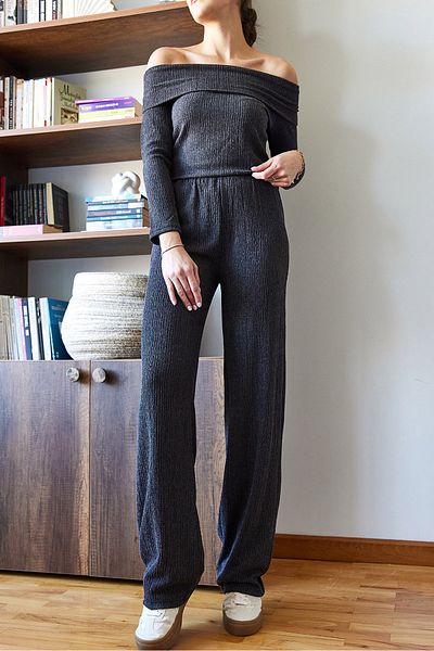 Bianco Lucci Women's Madonna Collar Bottom Top Pants Suit 2395 60751005