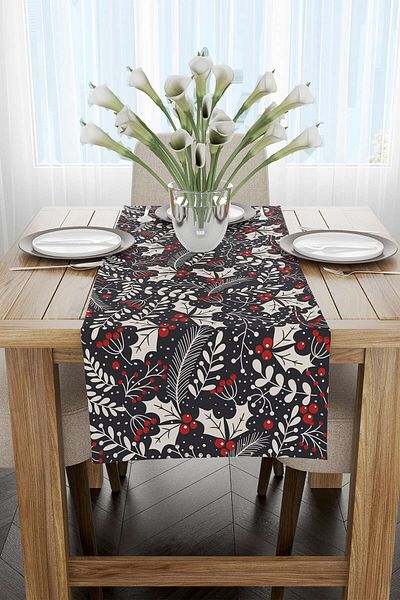Cango Home Red Gray Christmas Themed Digital Printed Runner Cgh290-rn
