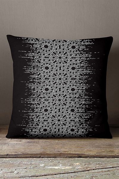 INSENSE HOME Husă de pernă catifea Babyface negru gri cu model geometric - Cgh074