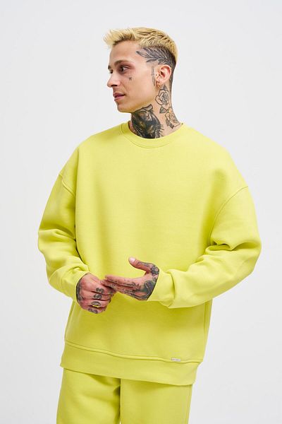 Machinist Ανδρικό φούτερ Basic Crew Neck Oversize Neon Yellow