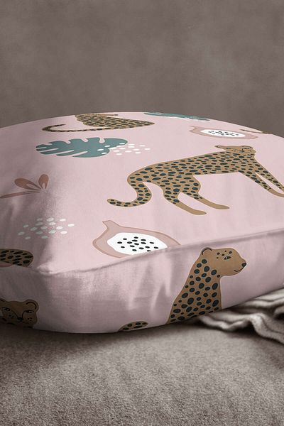 INSENSE HOME Husă de pernă din catifea Babyface, roz maro, tigru tropical - Cgh249
