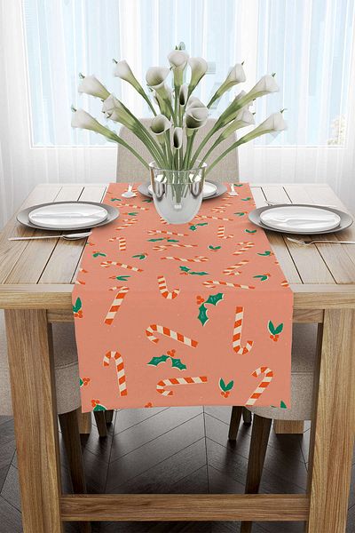 Cango Home Orange Christmas Themed Digital Printed Runner Cgh206-rn