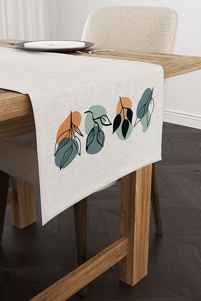 Cango Home Πράσινο πορτοκαλί Bohemian Style Leaf Patterned Digital Printed Runner 4kmbs110-rn