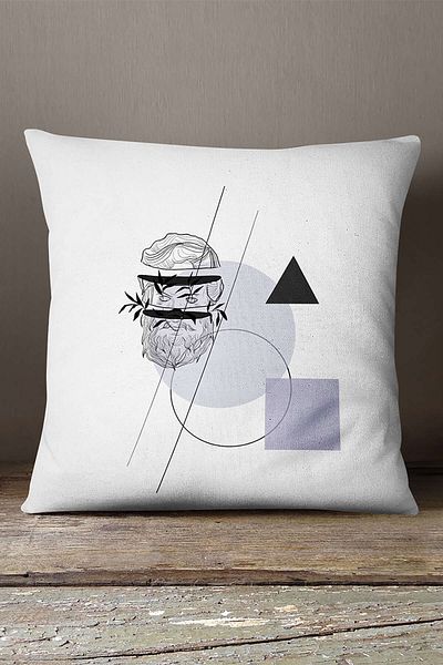 INSENSE HOME Babyface din catifea, alb, negru, sculptură geometrică modernă, figurată, imprimată digitală, husă de pernă-cgh551