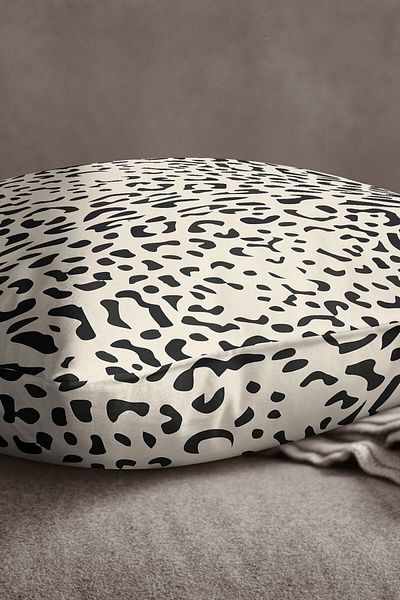 INSENSE HOME Husă de pernă din catifea Babyface, negru, bej, cu model leopard, imprimare digitală - Cgh363