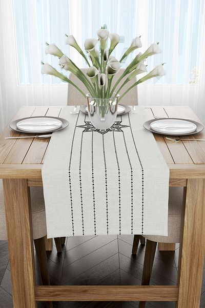 Cango Home Gray Black Ramadan Themed Decorative Patterned Digital Printed Runner Cgh1345-rn