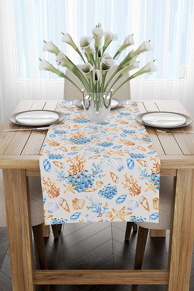 Cango Home Albastru Portocaliu Marin Model Digital Printed Runner Cgh1134-rn