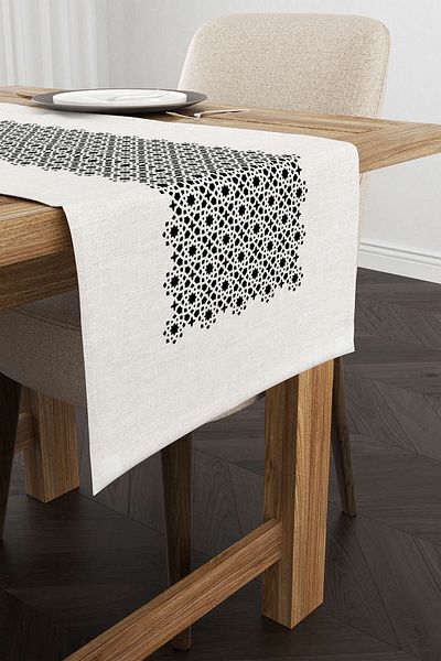 Cango Home Black Cream Ramadan Themed Decorative Patterned Digital Printed Runner Cgh1326-rn