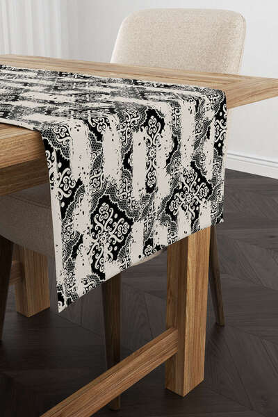 Cango Home Crna krem damask Sa deznom Stolni raner - Cgh099-rn