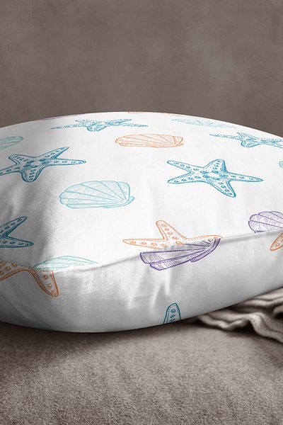 INSENSE HOME Βελούδινη Babyface Λευκή Μπλε Θαλασσινή Αστέρι Oyster Μαξιλαροθήκη με μοτίβο - Cgh008