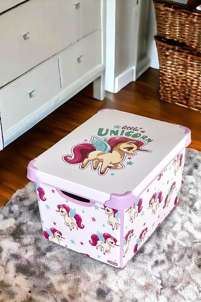 QUTU Style Box Unicorn Patterned 20 L Decorative Toy and Storage Box