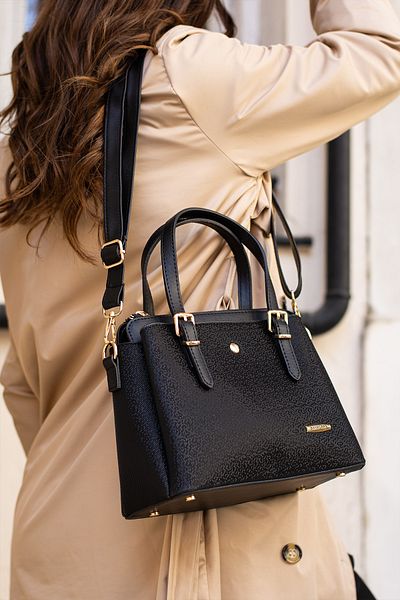 Sanmorris Curea lungă pentru femei, cu 4 compartimente, accesorii aurii, simplu, elegant, mozaic negru, geantă de umăr și de mână