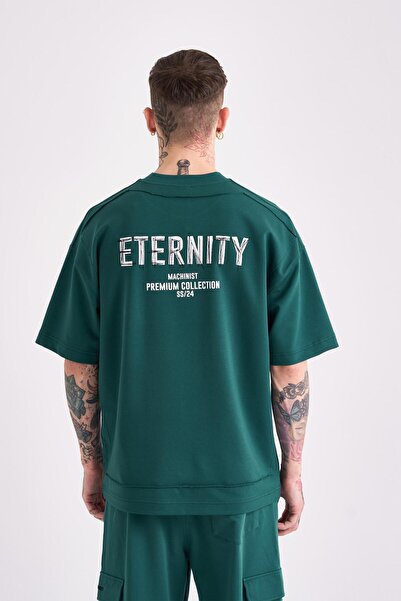 Machinist Ανδρικό μπλουζάκι Eternity με τύπωμα oversized Petrol Green