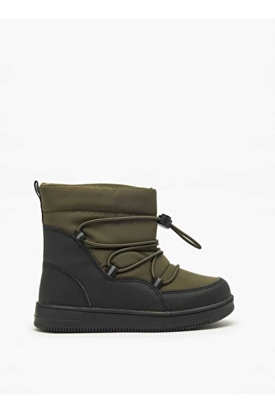 Juniors Solid High Cut Slip-On Boots with Drawstring Detail