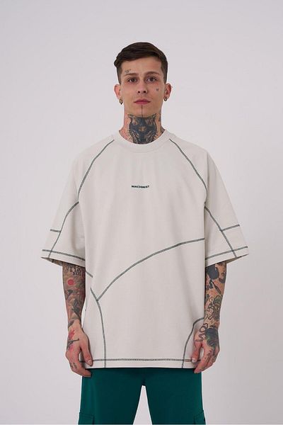 Machinist Ανδρική ραπτική λεπτομέρεια Stradie Oversize γκρι μπλουζάκι