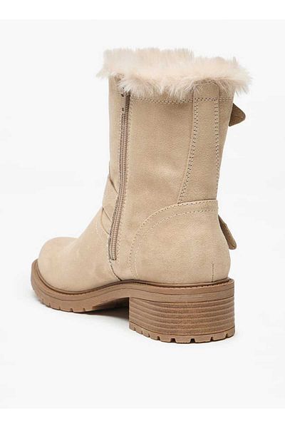 Lee Cooper Women's Solid High Shaft Boots with Faux Fur Detail